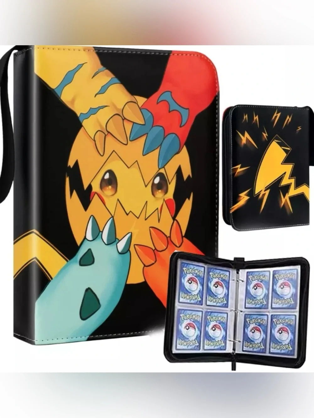 Pokémon Pikachu Themed Card Binder with 4 Pocket Card Sleeves (50 sleeves)